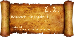 Bambach Kristóf névjegykártya